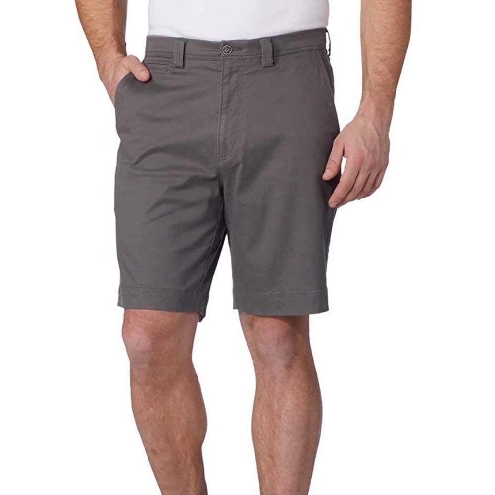 Kirkland Men's Gray Twill Comfort Stretch Casual Shorts, Size 36